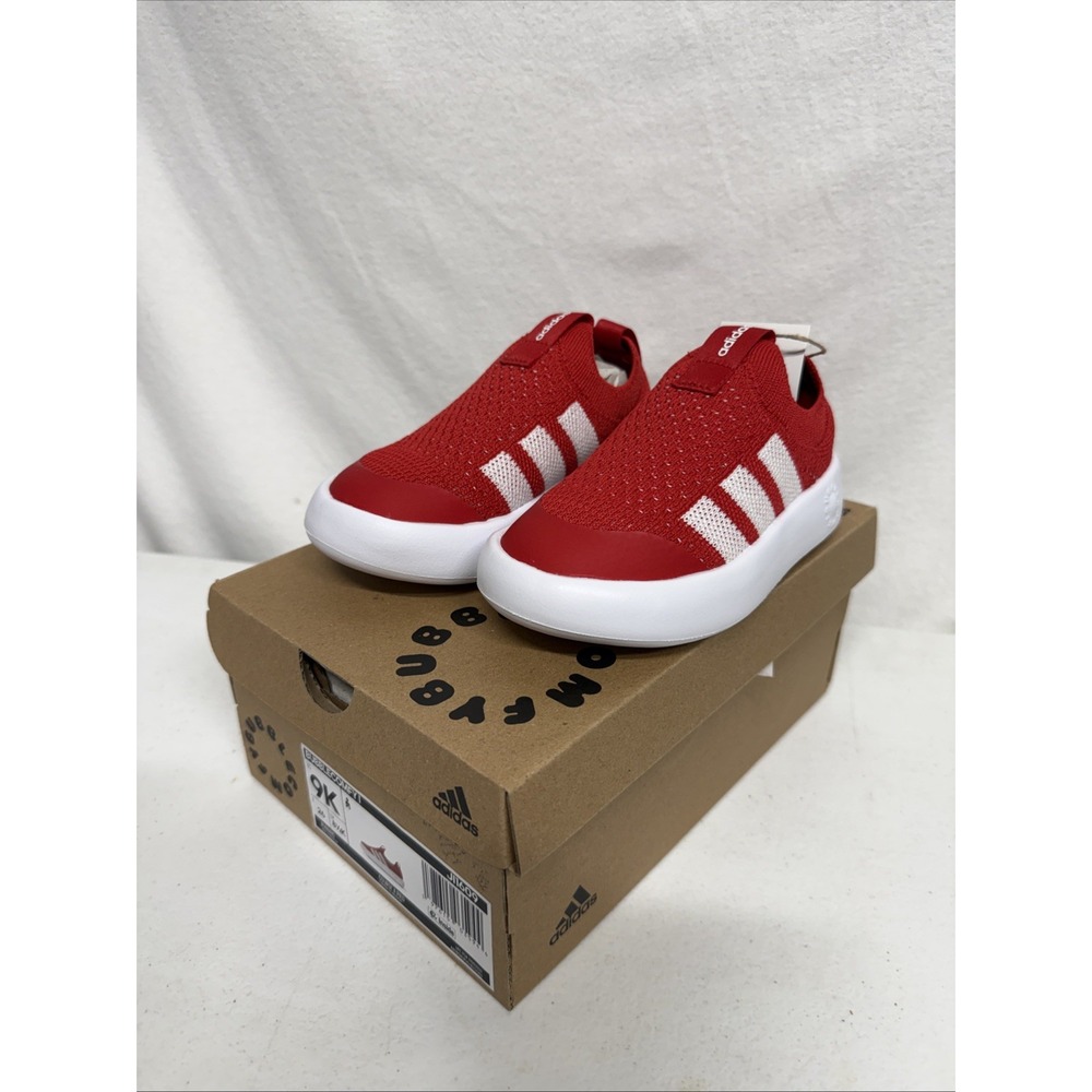 adidas Bubblecomfy I Kids Slip-On Running Sneakers Red/White Size 9K JI1609